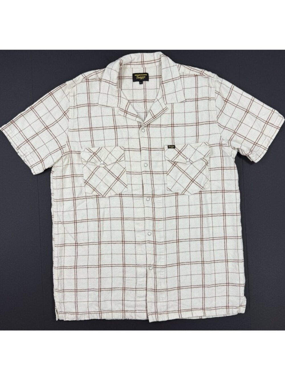 Seager Mens Whippersnapper Pearl Snap Shirt Size Large Plaid Linen Blend Western